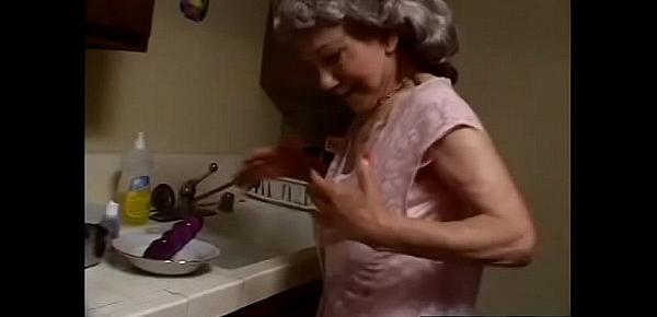  Indecent granny with grey-hair sucks off the black plumber